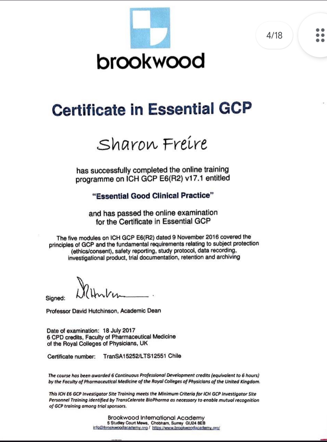 Certificado - Buenas Prácticas Clínicas